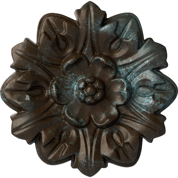 Ekena Millwork Emery Leaf Ceiling Medallion, Hand-Painted Bronze Blue Patina, 7 5/8"OD x 1"P CM07EMBBS - main
